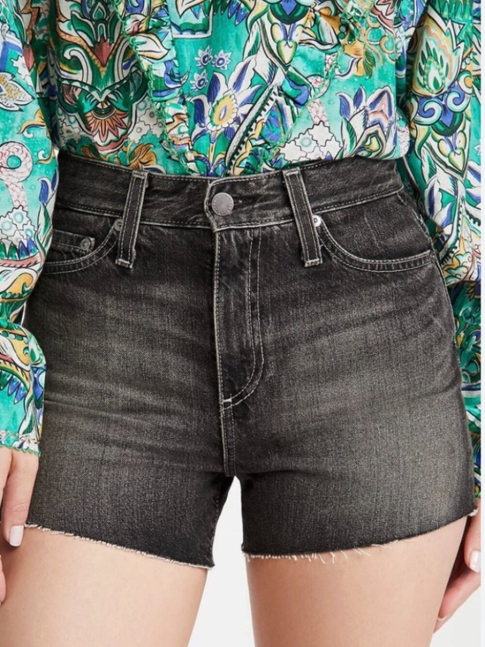 AG Black Alexxis Denim Cutoff High-Rise Wedgie Shorts Sz 32 NWT Retail 168